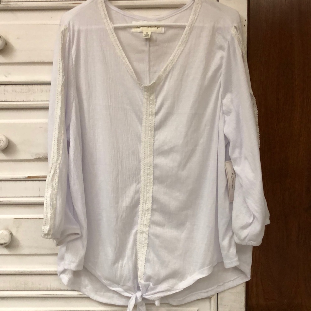 White Tie-Front Blouse